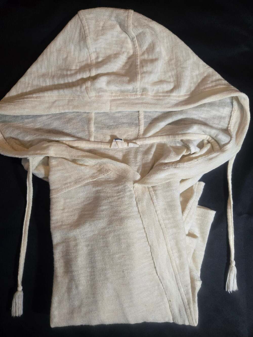 ROXY Womens Cream Lightweight Hooded Pullover Tunic with Tassel Drawstrings